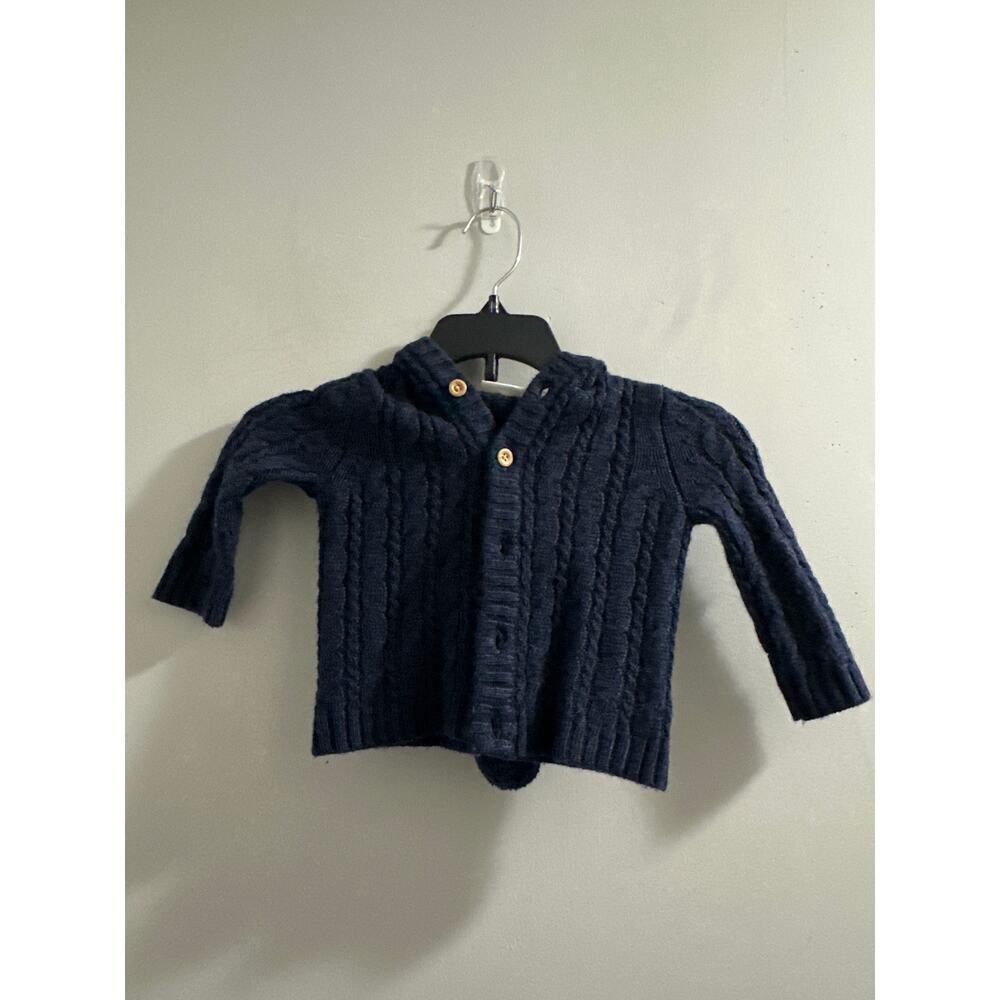 Jojo Maman Bebe blue sweater with hoodie 3-6 Months